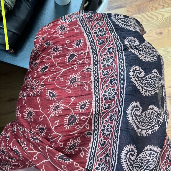 Vintage Boho Maxi Midi Skirt Floral Pleated High Low Rise Hippie Bohemian Flowy - Picture 7 of 9